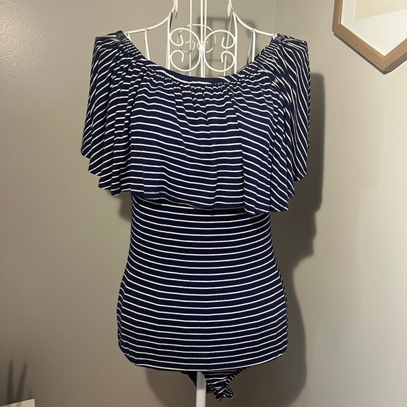 Gianni bini striped off the shoulder bodysuit size S - Picture 1 of 5
